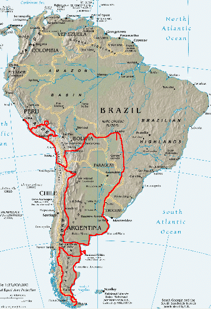 karte Südamerika Zeichnung